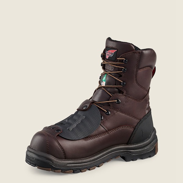 Red Wing Safety Boots Black/Brown - Mens King Toe® - 8-inch Waterproof Csa Metguard Toe - 0413-UZKBJ